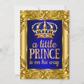 Jongen Baby shower Royal Prince blauw goud Kaart (Voorkant)