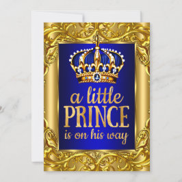 Jongen Baby shower Royal Prince blauw goud Kaart