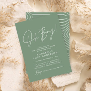 Jongen baby shower script moderne sage green elega kaart