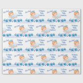 Jongen Baby shower Slapen Op een Cloud Baby shower Cadeaupapier (Vlak)