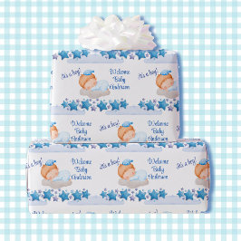 Jongen Baby shower Slapen Op een Cloud Baby shower Cadeaupapier