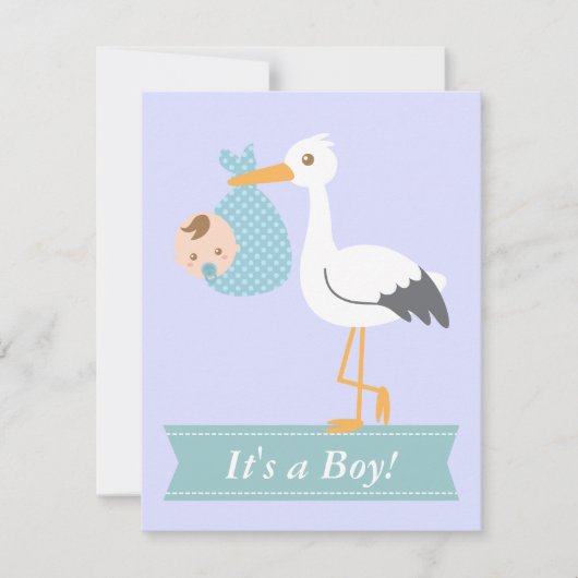 Jongen Baby shower - Stork levert Cute Baby Boy Kaart (Voorkant)