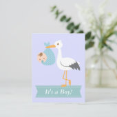 Jongen Baby shower - Stork levert Cute Baby Boy Kaart (Staand voorkant)
