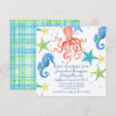 Jongen Baby shower Strand Zeesterren Octopus Zeepa Kaart (Voorkant / Achterkant)