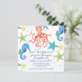 Jongen Baby shower Strand Zeesterren Octopus Zeepa Kaart (Staand voorkant)