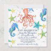 Jongen Baby shower Strand Zeesterren Octopus Zeepa Kaart (Voorkant)
