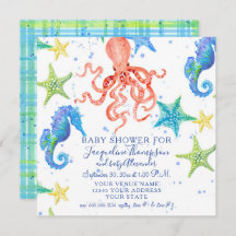 Jongen Baby shower Strand Zeesterren Octopus Zeepa