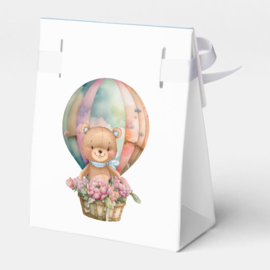 Jongen BABY SHOWER Teddy Hot Air ballonblauw Bedankdoosjes (Achterkant)