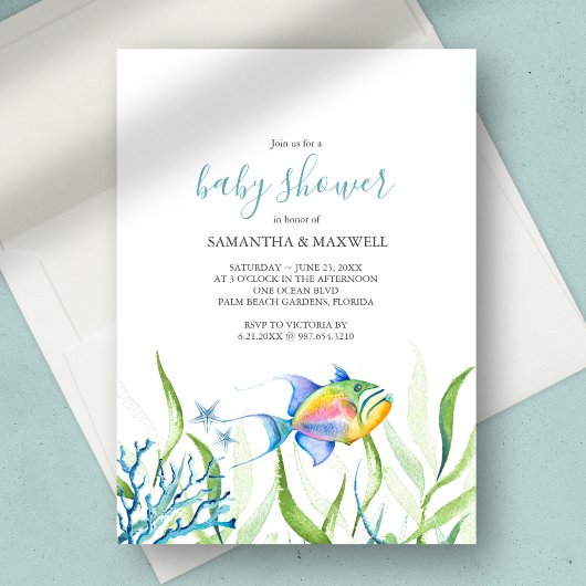 Jongen Baby shower Tropische Waterverf Kaart