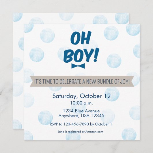 Jongen! baby shower Uitnodiging (Voorkant / Achterkant)