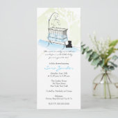 Jongen Baby shower Uitnodiging - Baby Wieg (Staand voorkant)