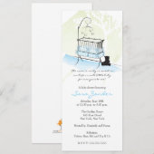 Jongen Baby shower Uitnodiging - Baby Wieg (Voorkant / Achterkant)