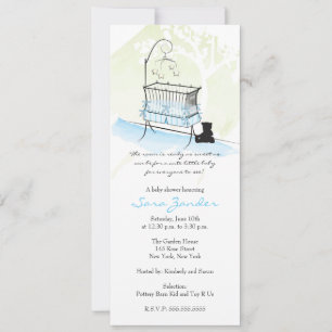 Jongen Baby shower Uitnodiging - Baby Wieg