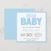 Jongen Baby shower Uitnodiging - Blue Gingham (Voorkant / Achterkant)