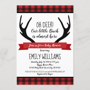 Jongen baby shower-uitnodiging Buffalo Play Deer Kaart