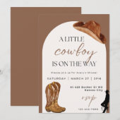 Jongen Baby shower Uitnodiging - Cowboy Theme (Voorkant / Achterkant)