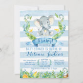 Jongen Baby shower Uitnodiging, Elephant Baby show Kaart (Voorkant)
