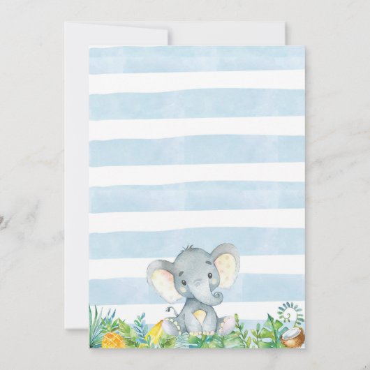 Jongen Baby shower Uitnodiging, Elephant Baby show Kaart (Achterkant)