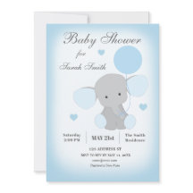 Jongen Baby shower Uitnodiging Elephant Blue