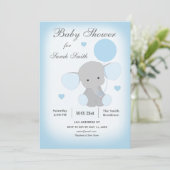 Jongen Baby shower Uitnodiging Elephant Blue (Staand voorkant)