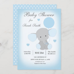 Jongen Baby shower Uitnodiging Elephant Blue
