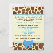 Jongen Baby shower Uitnodiging - Giraffe afdrukken (Voorkant)