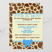 Jongen Baby shower Uitnodiging - Giraffe afdrukken (Voorkant / Achterkant)
