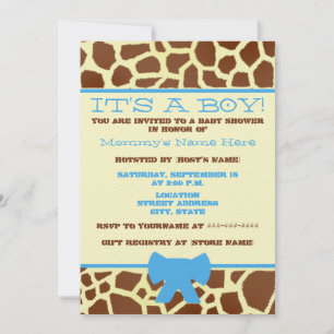 Jongen Baby shower Uitnodiging - Giraffe afdrukken