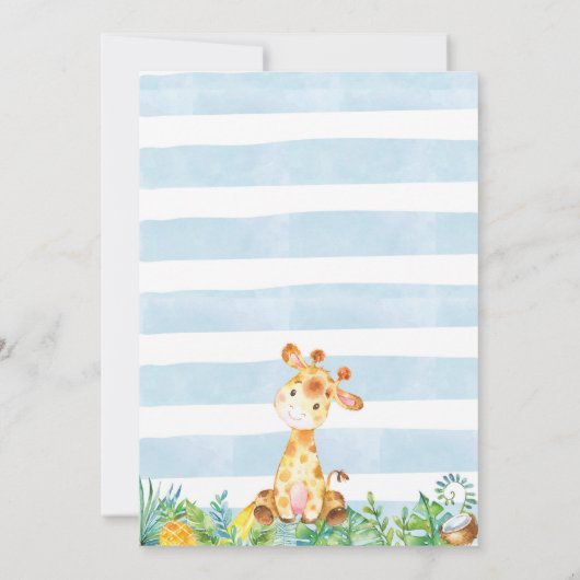 Jongen Baby shower Uitnodiging, Giraffe Baby showe Kaart (Achterkant)