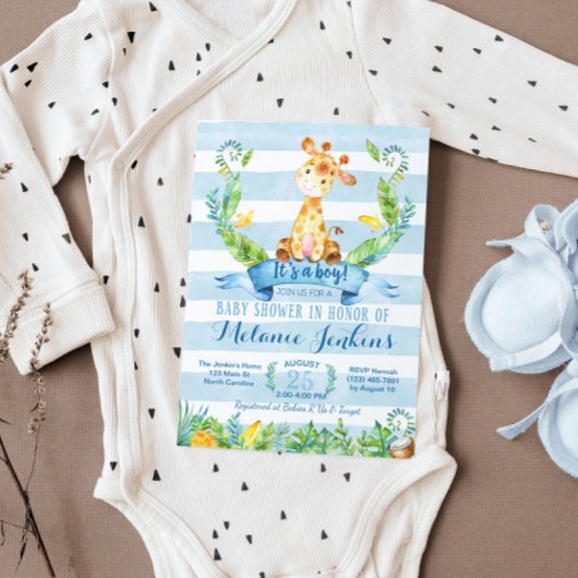 Jongen Baby shower Uitnodiging, Giraffe Baby showe Kaart