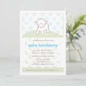 Jongen Baby shower Uitnodiging - Kleine Lamb (Staand voorkant)