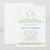 Jongen Baby shower Uitnodiging - Kleine Lamb (Voorkant / Achterkant)