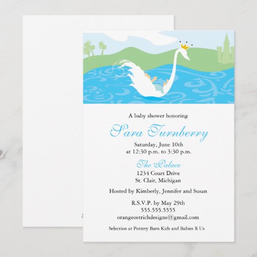 Jongen Baby shower Uitnodiging - Kleine Prins (Voorkant / Achterkant)