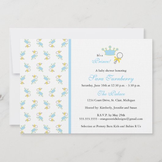 Jongen Baby shower Uitnodiging - Kleine Prins (Voorkant)