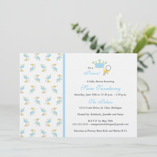 Jongen Baby shower Uitnodiging - Kleine Prins (Staand voorkant)