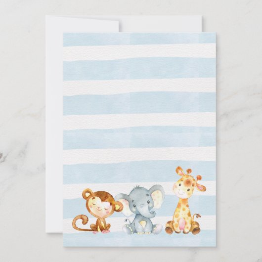 Jongen Baby shower Uitnodiging, Oerwoud Baby showe Kaart (Achterkant)