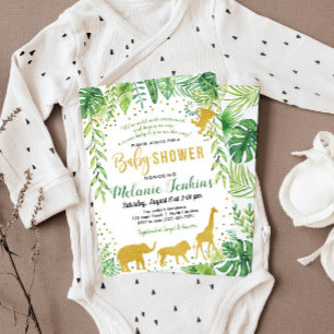 Jongen Baby shower Uitnodiging, Oerwoud Baby showe Kaart