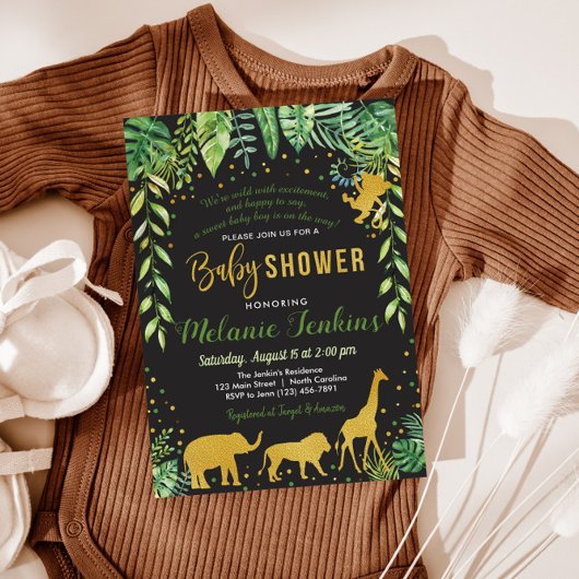 Jongen Baby shower Uitnodiging, Oerwoud Baby showe Kaart