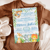 Jongen Baby shower Uitnodiging, Oerwoud Baby showe Kaart