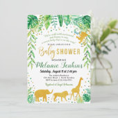 Jongen Baby shower Uitnodiging, Oerwoud Baby showe Kaart (Staand voorkant)