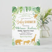 Jongen Baby shower Uitnodiging, Oerwoud Baby showe Kaart (Staand voorkant)