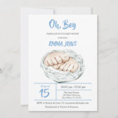 Jongen Baby shower-uitnodiging Save The Date (Voorkant)
