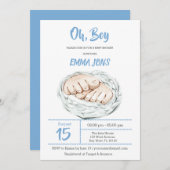 Jongen Baby shower-uitnodiging Save The Date (Voorkant / Achterkant)