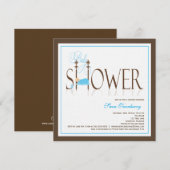 Jongen Baby shower-uitnodiging - Slaapende Baby Kaart (Voorkant / Achterkant)