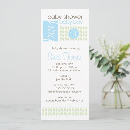 Jongen Baby shower Uitnodiging - Trendy (Staand voorkant)