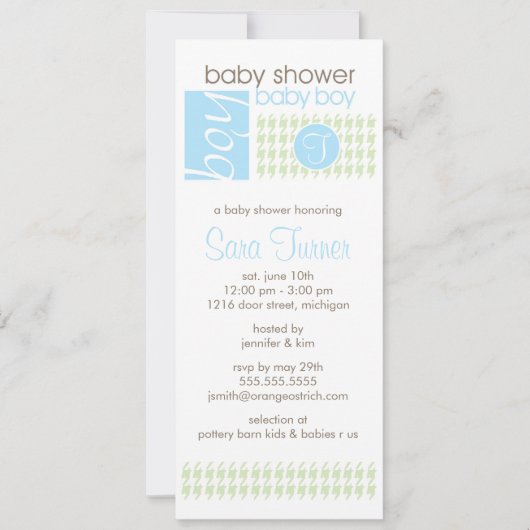 Jongen Baby shower Uitnodiging - Trendy (Voorkant)