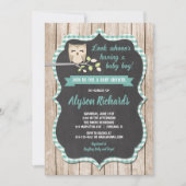 Jongen baby shower uitnodiging, Uil baby shower Kaart (Voorkant)