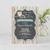 Jongen baby shower uitnodiging, Uil baby shower Kaart (Staand voorkant)
