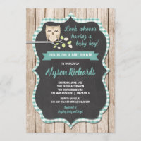 Jongen baby shower uitnodiging, Uil baby shower