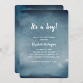 Jongen baby shower. Uitnodiging van de marine. Bla (Voorkant / Achterkant)